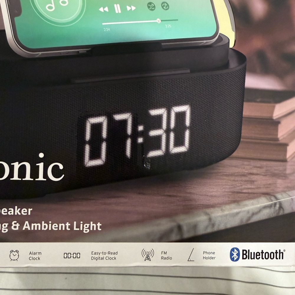 Harmonic 6-in-1 Alarm Clock Speaker with Wireless Charging & Ambient Light - Picture 5 of 8